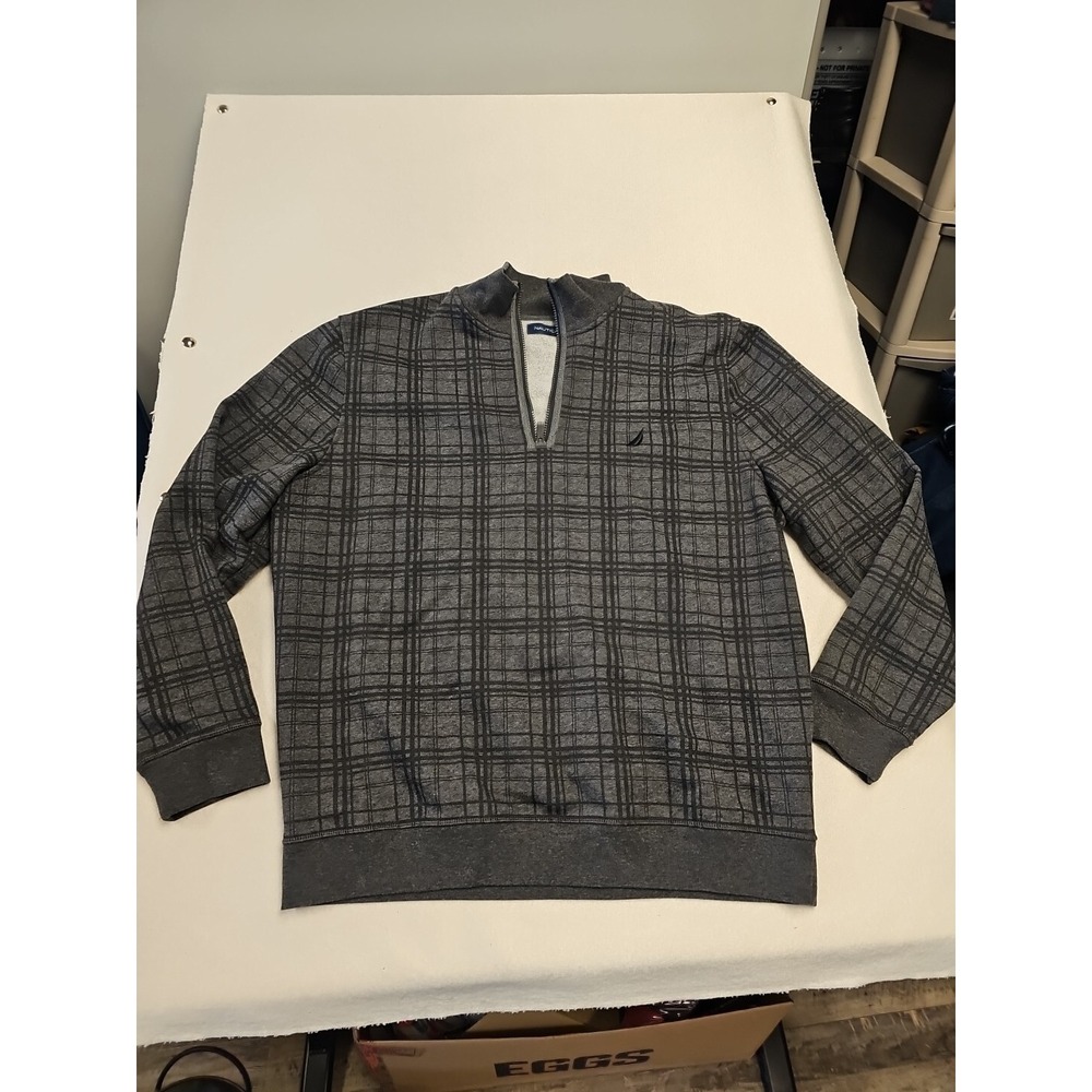 NAUTICA Mens Gray Long Sleeve striped Quarter-Zip Sweatshirt XXL